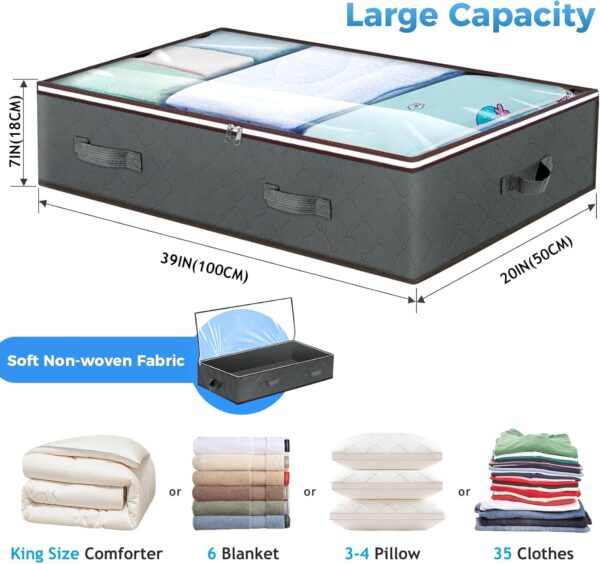 Budding Joy 90L Under Bed Storage Containers, Closet Organizers and Storage Bins, Foldable Underbed Storage Bags for Blankets, Towels, Comforter, Sweaters, Pillows, Linen Sheets, Wrapping Paper - Image 2