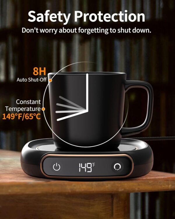 Coffee Mug Warmer, Cup Warmer for Desk with Auto Shut Off, 3 Temp Settings, Mug Warmer for Coffee, Beverage, Milk, Tea, Coffee Warmer Plate in Your Home & Office, Gift (No Cup) - Image 4
