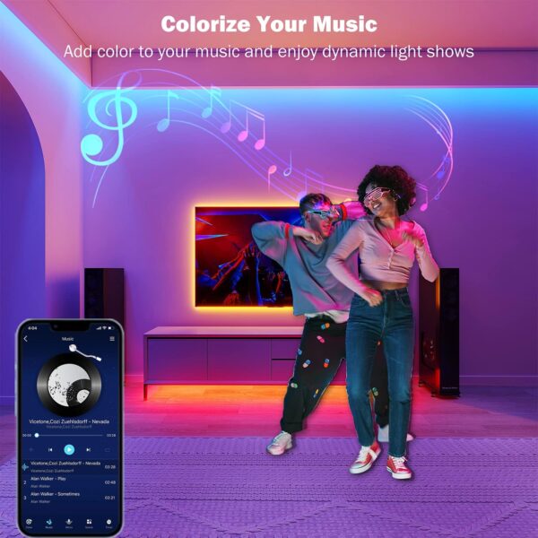 Led Lights for Bedroom 100 ft (2 Rolls of 50ft) Music Sync Color Changing RGB Led Strip Lights with Remote App Control Bluetooth Led Strip, Led Lights for Room Home Kitchen Party Decor - Image 4