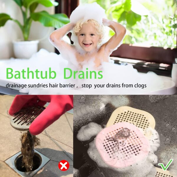 2 Pack Drain Hair Catcher Silicone Bathroom Accessories Shower Drain Protector Sink Drain Strainer Hair Stopper for Shower Kitchen Bathroom Tub Grey - Image 3