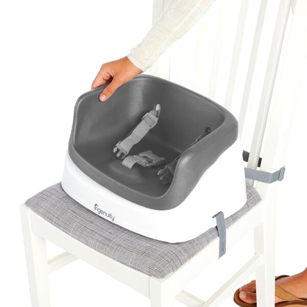 Ingenuity SmartClean Toddler Booster Seat for Kitchen Chair – Lightweight for on-the-go, Easy-Clean, 3-Point Harness Strap – Booster Seat for Dining Table, Slate - Image 6