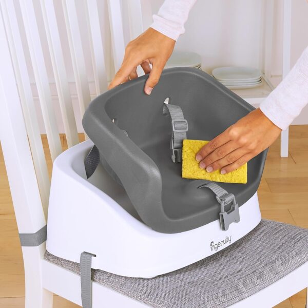 Ingenuity SmartClean Toddler Booster Seat for Kitchen Chair – Lightweight for on-the-go, Easy-Clean, 3-Point Harness Strap – Booster Seat for Dining Table, Slate - Image 11