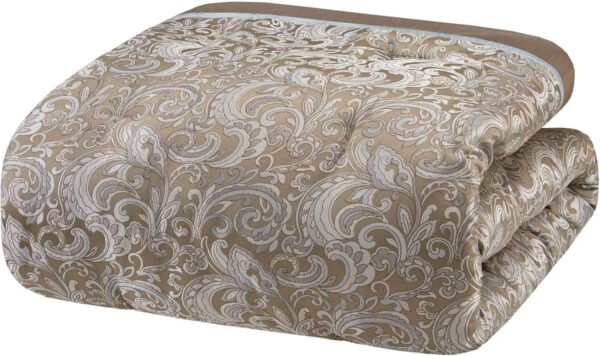 Madison Park Essentials Brystol 24 Piece Room in a Bag Faux Silk Comforter Jacquard Paisley Design Matching Curtains Down Alternative Hypoallergenic All Season Bedding-Set, Queen (90 in x 90 in), Blue - Image 8