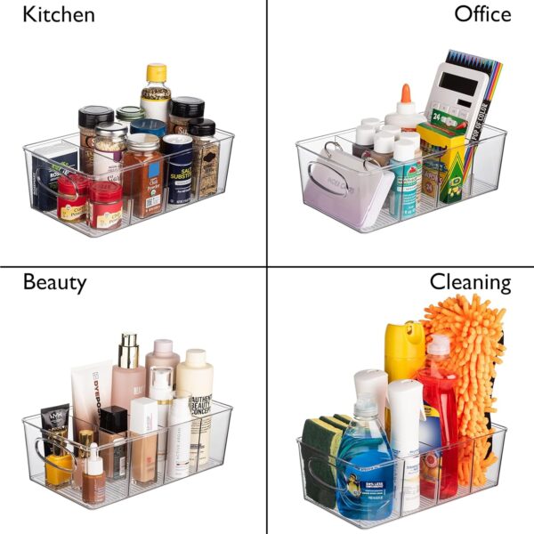 ClearSpace Plastic Pantry Organizers and Storage Bins with Removable Dividers – Perfect Kitchen Organization or Pantry Storage – Refrigerator Organizer Bins, Cabinet Organizers (4 Pack) - Image 4