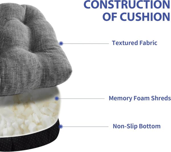 Chair Cushions for Dining Chairs Set of 4, Indoor Kitchen Chair Cushions with Ties and Non Slip Backing, Tufted Memory Foam Seat Cushions, Chair Pads 4 Pack, 15.5" x 15.5" x 4", Dark Grey - Image 3