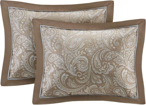 Madison Park Essentials Brystol 24 Piece Room in a Bag Faux Silk Comforter Jacquard Paisley Design Matching Curtains Down Alternative Hypoallergenic All Season Bedding-Set, Queen (90 in x 90 in), Blue - Image 9