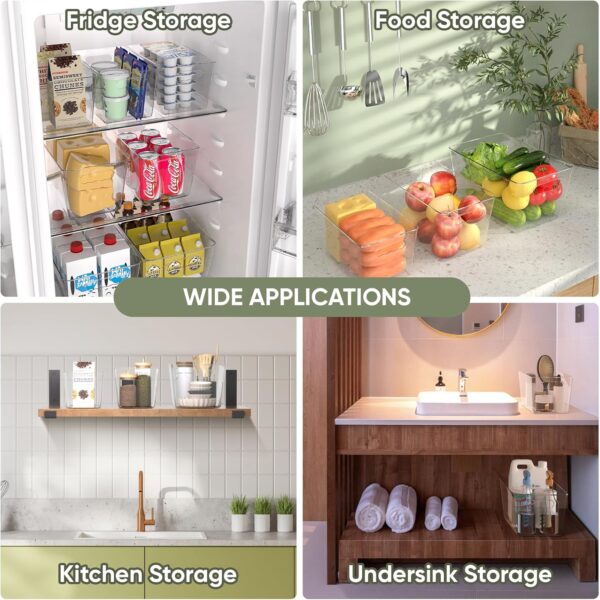 BALEINE Pantry Organizers and Storage Bins, 6 PK Plastic Clear Storage Bins, BPA Free Fridge Organizer Stackable Storage Bins with Handles for Kitchen Fridge Cabinet Bathroom (9.5x5.5x4.5) - Image 8