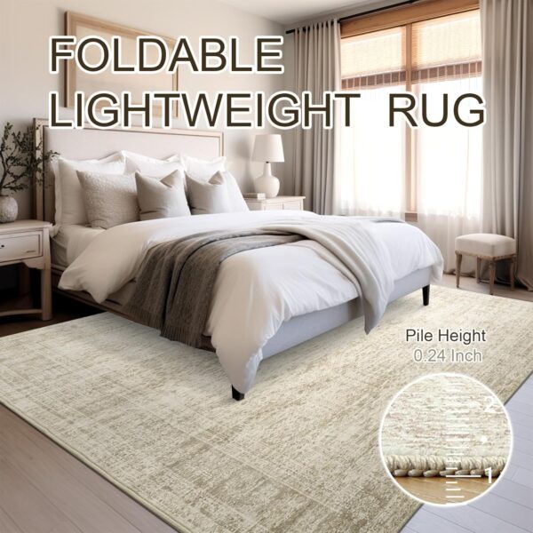 Washable Area Rug 8x10, Large Soft Rugs for Living Room Vintage Beige Rug 8x10 Area Rugs for Bedroom Dining Room Non-Slip Stain Resistant Under Table Rug - Image 6