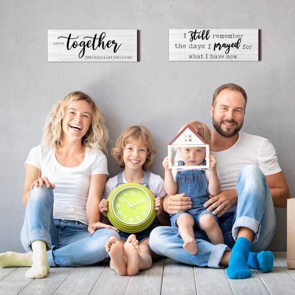 I Still Remember The Days I Prayed Modern Farmhouse Decor Rustic Wood Sign and So Together They Built a Life They Loved Rustic Wood Family Wooden Plaque Signs for Women(White) - Image 4