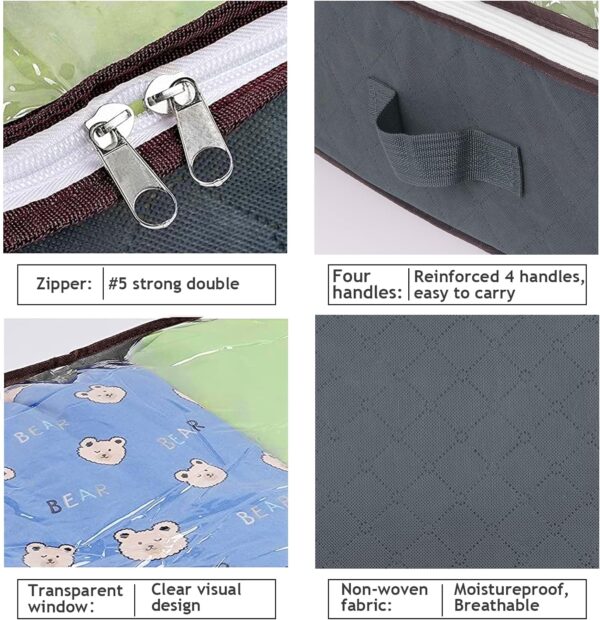 Budding Joy 90L Under Bed Storage Containers, Closet Organizers and Storage Bins, Foldable Underbed Storage Bags for Blankets, Towels, Comforter, Sweaters, Pillows, Linen Sheets, Wrapping Paper - Image 5