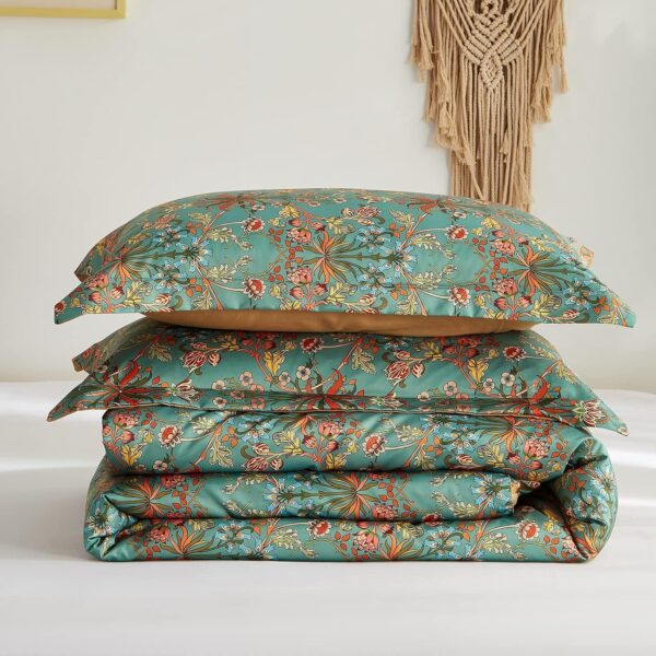 Ikawaapurry Comforter Set for Queen Size Bed Farmhouse Boho Bedding Sets Fluffy Lightweight Flowers Plants All Season 3 Pcs Comforter with 2 Pillow Shames - Image 8