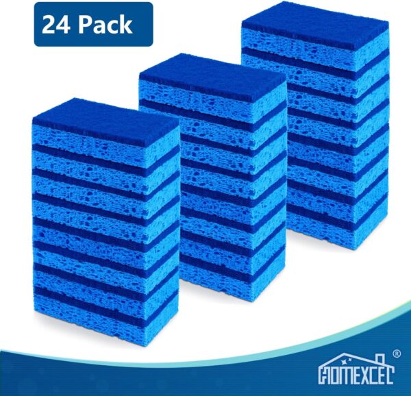 HOMEXCEL Sponges Kitchen 24pcs, Non-Scratch Scrub Dish Sponges, Safe on Non-Stick Cookware,Dual Sided Cleaning Sponges for Kitchen,Household,Bathroom and More - Image 7
