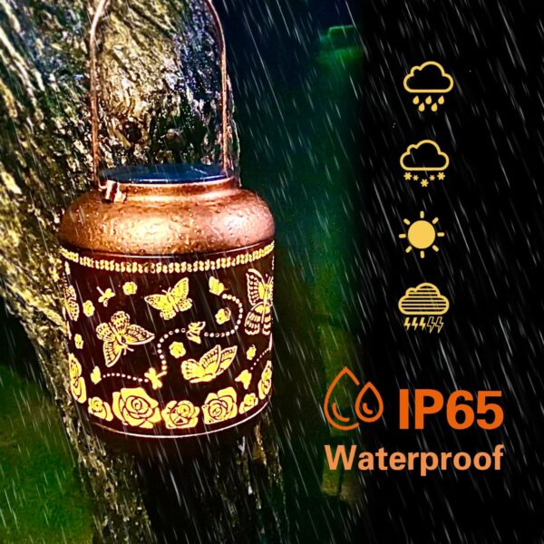 2 Pack Butterfly Outdoor Solar Hanging Lanterns Waterproof LED Solar Lights Metal Decorative Lanterns for Garden, Patio, Courtyard, Backyard, Yard Decor Unique Butterfly Gifts for Women Gardening - Image 7