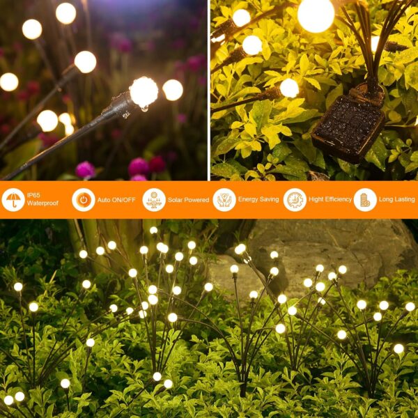 Solar Garden Lights, ASMAD 4 Pack 32 LED Solar Outdoor Lights, Outdoor Decorations Lights, Solar Swaying Lights, Firefly Lights for Patio Pathway Outdoor Decor, Big Bulb Solar Swaying Lights - Image 3