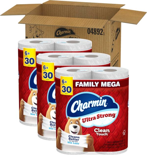 Charmin Toilet Paper Ultra Strong Clean Touch, 18 Family Mega Rolls = 90 Regular Rolls (Packaging May Vary), Household Essentials, Bathroom Essentials - Image 8