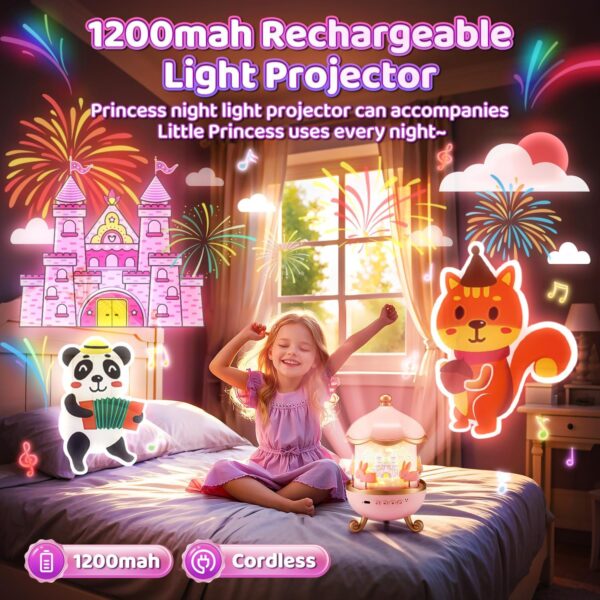 One Fire Kids Night Light Projector, 15 Sound Machine Baby Night Light Projector for Kids Room, 15 Films Star Light Projector for Kids Room, Brightness Baby Night Lights for Nursery Kawaii Room Decor - Image 4