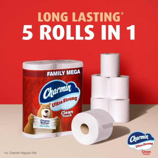 Charmin Toilet Paper Ultra Strong Clean Touch, 18 Family Mega Rolls = 90 Regular Rolls (Packaging May Vary), Household Essentials, Bathroom Essentials - Image 6
