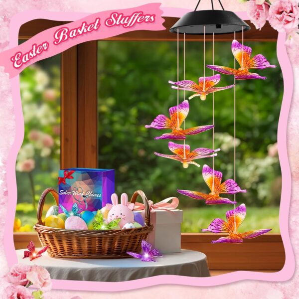 Easter Basket Stuffers for Adults, Birthday Gifts for Women Mom Her, Winzwon Solar Lights Outdoor Wind Chimes for Outside Garden Yard Patio Porch Hanging Decor Butterfly Gifts for Grandma Mothers Day - Image 2