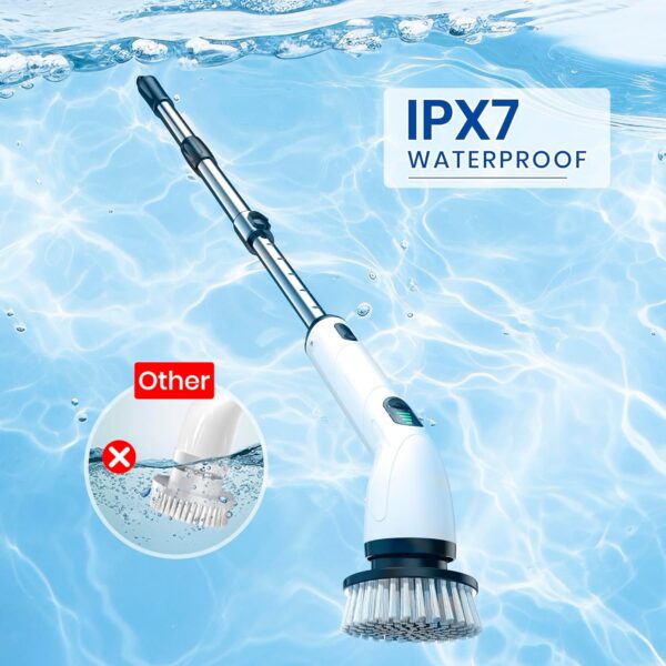 Electric Spin Scrubber, New Cordless Shower Cleaning Brush with Replaceable Brush Heads, Adjustable Speeds, and Adjustable Extension Handle for Bathroom Floor and Tile - Image 3