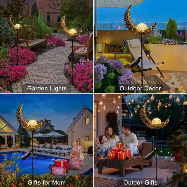 HOMEIMPRO Moon Solar Lights Outdoor Garden Stakes Waterproof, Garden Gifts Outside Decorative Lights for Lawn, Patio Accessories, Backyard Decorations Birthday,Mothers Day Gifts Mom Women (Bronze) - Image 3