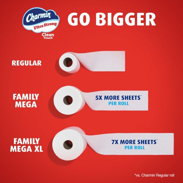 Charmin Toilet Paper Ultra Strong Clean Touch, 18 Family Mega Rolls = 90 Regular Rolls (Packaging May Vary), Household Essentials, Bathroom Essentials - Image 7