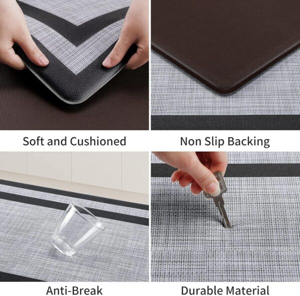 Mattitude Kitchen Mat [2 PCS] Cushioned Anti-Fatigue Non-Skid Waterproof Rugs Ergonomic Comfort Standing Mat for Kitchen, Floor, Office, Sink, Laundry, Black and Gray - Image 4