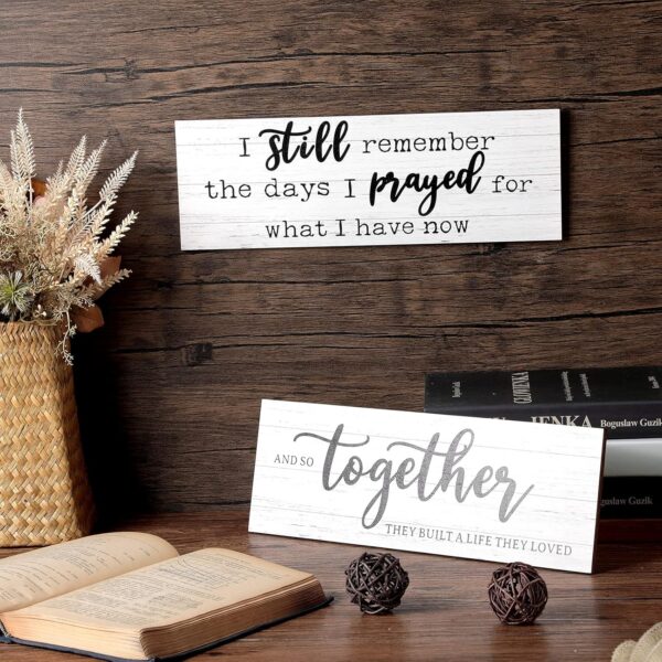 I Still Remember The Days I Prayed Modern Farmhouse Decor Rustic Wood Sign and So Together They Built a Life They Loved Rustic Wood Family Wooden Plaque Signs for Women(White) - Image 7