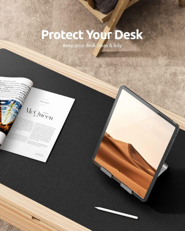 YSAGi Leather Desk Pad Protector, Office Desk Mat, Large Mouse Pad, Non-Slip PU Leather Desk Blotter, Laptop Desk Pad, Waterproof Desk Writing Pad for Office and Home (Black, 23.6" x 13.8") - Image 7