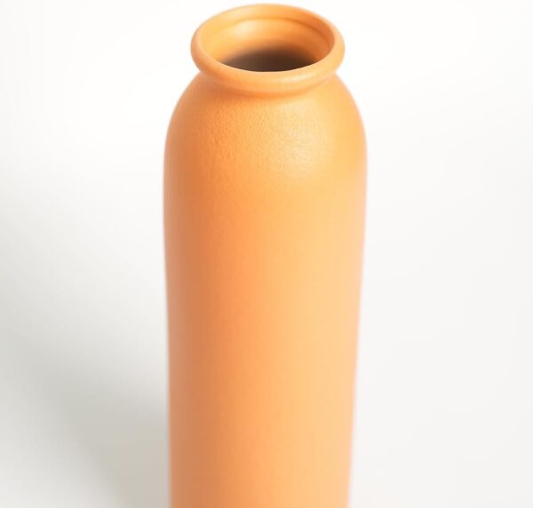 10.4 inches Tall Decorative Ceramic Vase Set, 3 Pieces, 10 inches Nordic Modern Boho Style, White, Farmhouse Home Decor(Orange) - Image 3