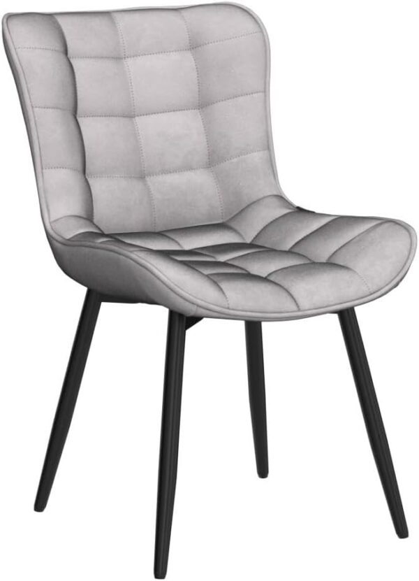 YOUTASTE Dining Chairs Set of 2 PU Leather Upholstered Modern Kitchen&Dining Room Chairs with Back Metal Legs Armless Accent Guest Dinner Chairs for Vanity Reception Waiting Room,Grey - Image 5