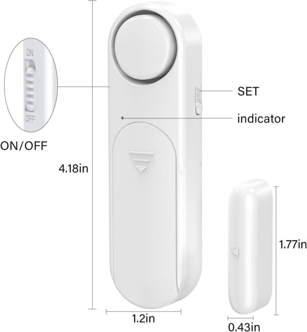 Window and Door Alarm When Opened (5 Pack) for Kids Safety/Home Security, Wireless Sliding Door Opening Sensor Alarms for Dementia, 120dB Burglar Alert, Ideal for Business, Garage, Apartment, White - Image 9