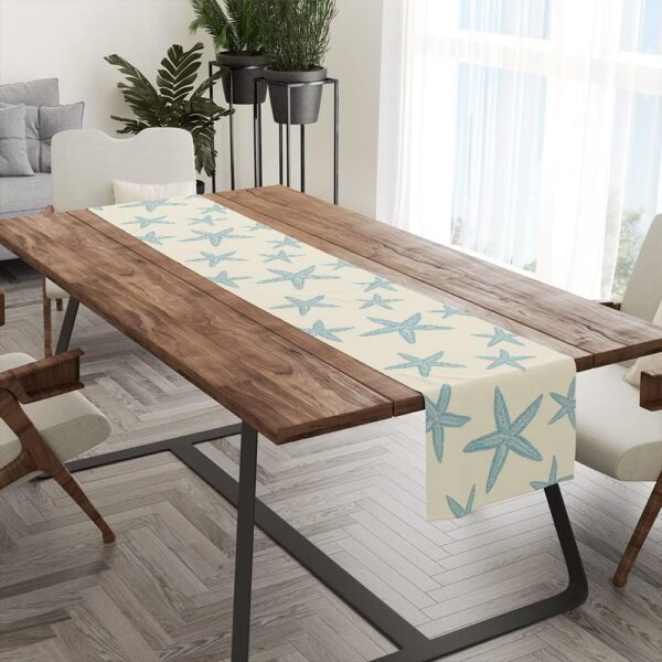 Blue Starfish Table Runner,Nautical Beach Table Runner Decor for Dinning Room Kitchen Ocean Sea Table Runner Decorations for Holiday Party, Housewarming Gifts for Women Friends Couple, 13X72Inches - Image 3