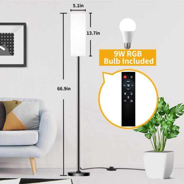 Floor Lamp for Living Room Bedroom,Modern LED Floor Lamp with Remote Control and Stepless Dimmable Colors Temperature & Brightness,Standing Lamps Tall Lamp, 9W Bulb Included(White) - Image 2