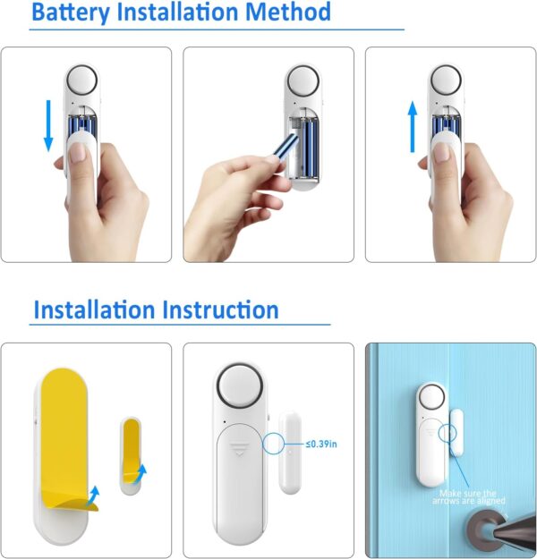 Window and Door Alarm When Opened (5 Pack) for Kids Safety/Home Security, Wireless Sliding Door Opening Sensor Alarms for Dementia, 120dB Burglar Alert, Ideal for Business, Garage, Apartment, White - Image 8