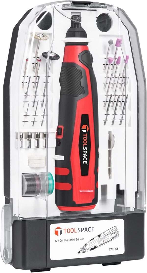 TOOLSPACE 12V Cordless Rotary Tool Kit - 6 Variable Speeds USB Charging Power Rotary Tools for Engraving, Sanding, Polishing, Cutting, Grinding, Wood Carving, DIY and Craft Projects - Image 8