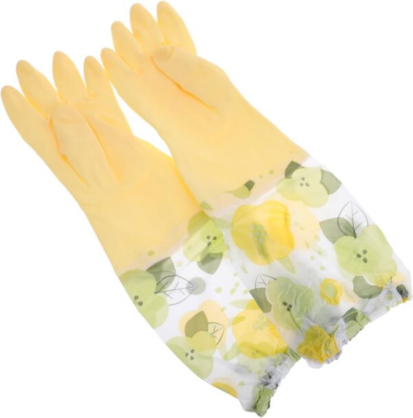 1 Pair Reusable Heavy Duty Waterproof Kitchen Cleaning Gloves Long Sleeve Dishwashing Gloves for Household Use Multipurpose Pet Care and Gardening Gloves