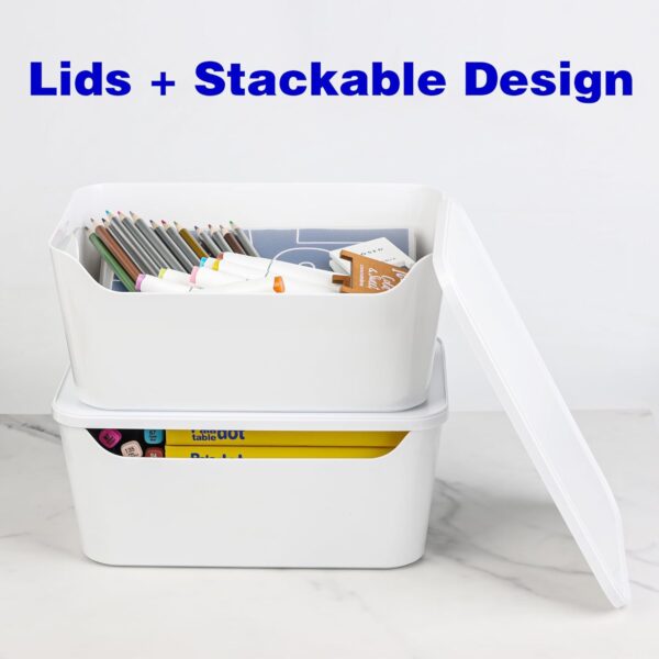 Tiawudi 12 Pack Storage Bins, Plastic Storage Containers with Lids, Stackable Closet Organizer, Multi-Use Organizer Bins for Shelves, Cabinet, Drawer or Countertop - Image 3