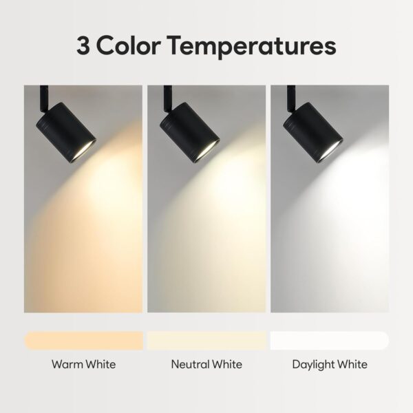 VONLUCE 4 Light Track Light Fixture, LED Track Lighting Kit with Rotatable Track Heads, 3-Color GU10 Bulbs Included, Modern Ceiling Spotlight for Kitchen Office Closet Studio Bedroom, Black - Image 2