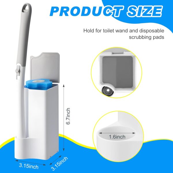 Weysat 4 Pack Toilet Wand Holder 2 in 1 Toilet Cleaning Brush & Refills Disposable Scrubbing Pads Holder for Toilet Cleaning Supplies Bathroom Maintenance - Image 2