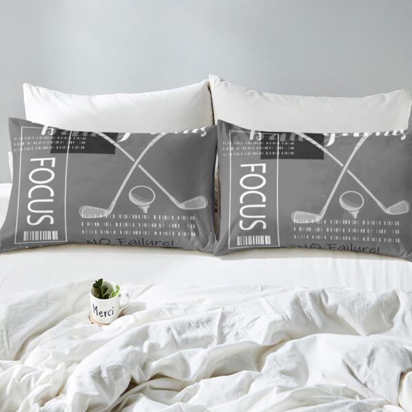 Erosebridal Golf Duvet Cover Full Size Sports Themed Bedding Sets for Boys Girls Kids,Gray and White Golf Duvet Cover Ball Games Bed Set Golf Bedroom Decor 3Pcs (No Comforter) - Image 4