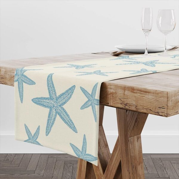 Blue Starfish Table Runner,Nautical Beach Table Runner Decor for Dinning Room Kitchen Ocean Sea Table Runner Decorations for Holiday Party, Housewarming Gifts for Women Friends Couple, 13X72Inches - Image 4