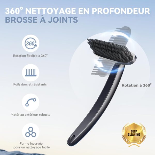 Rotatebrush - Rotating Crevice Cleaning Brushes, Home Essentials, Cleaner Scrub Brush Tool, Cleaning Supplies for Shower, Bathroom, Kitchen, Toilet, Window (2, White&Black) - Image 7