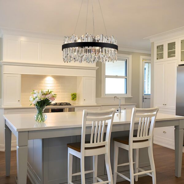Black Modern Oval Crystal Chandelier, 16-Lights Luxury Chandeliers 2-Tiers K9 Crystal Chandelier Pendant, Light Fixture G9 Lights for Dining Living Room Entryway Kitchen Dia 23 inch - Image 4