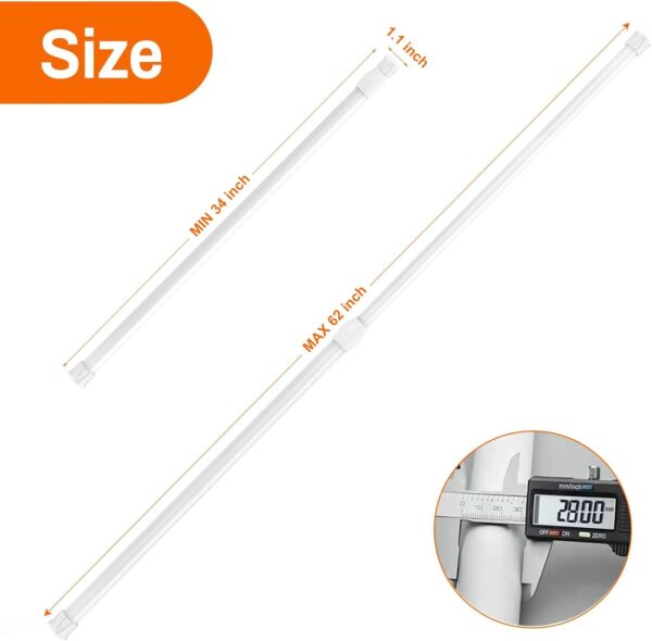 Tension Rods Room Divider, Premium Adjustable Curtain Tension Rods, 34-62 Inch Large Curtain Rod, No Drilling Tension Pole for Kitchen, Bathroom, Cupboard, Wardrobe, Window, Bookshelf DIY Project 1PCS - Image 2