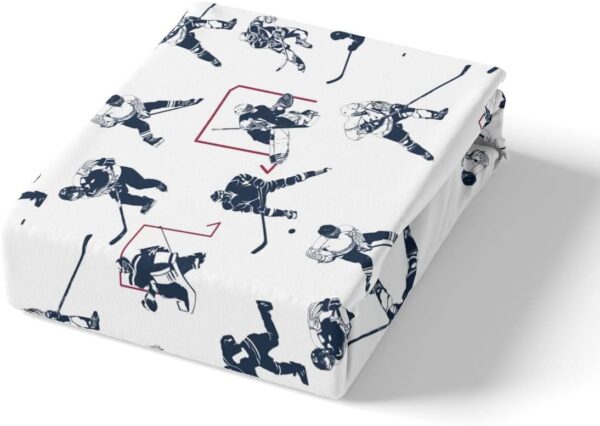Feelyou Ice Hockey Sheet Set Twin Kids Sports Event Bedding Set Hockey Player Bed Sheets for Boys Bedroom Decor Soft Winter Sports Hockey Puck Bed Cover, 1 Fitted Sheet+1 Pillow Sham+1 Flat Sheet - Image 4