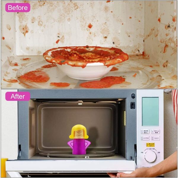 Abnaok Microwave Cleaner, 2 PCS Angry Mama Microwave Cleaner Microwave Oven Steam Cleaner Easily Clean in Minutes Cleans Add Vinegar and Water for Home or Office with English Manual (Blue+Purple) - Image 6