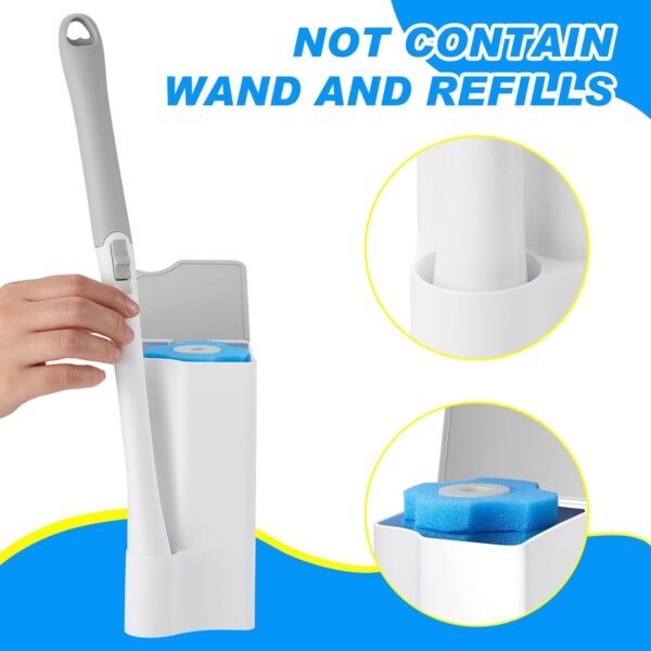 Weysat 4 Pack Toilet Wand Holder 2 in 1 Toilet Cleaning Brush & Refills Disposable Scrubbing Pads Holder for Toilet Cleaning Supplies Bathroom Maintenance - Image 3