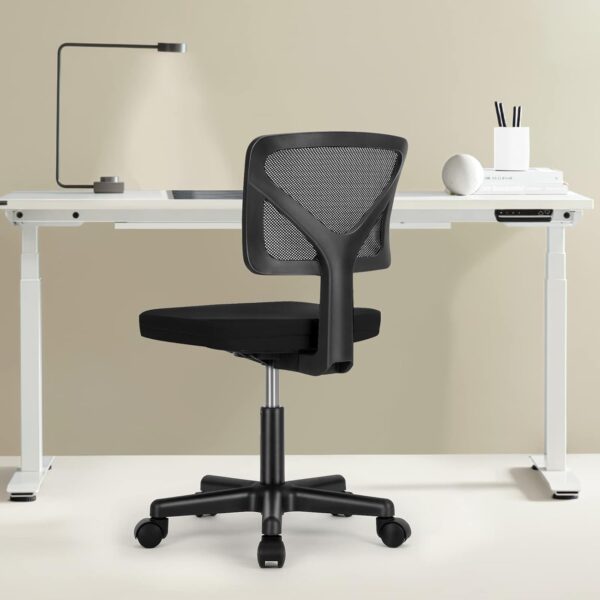Sweetcrispy Office Computer Desk Chair, Ergonomic Low-Back Mesh Rolling Work Swivel Chairs with Wheels, Armless Comfortable Seat Lumbar Support for Home, Bedroom, Study, Student, Adults, Black - Image 6