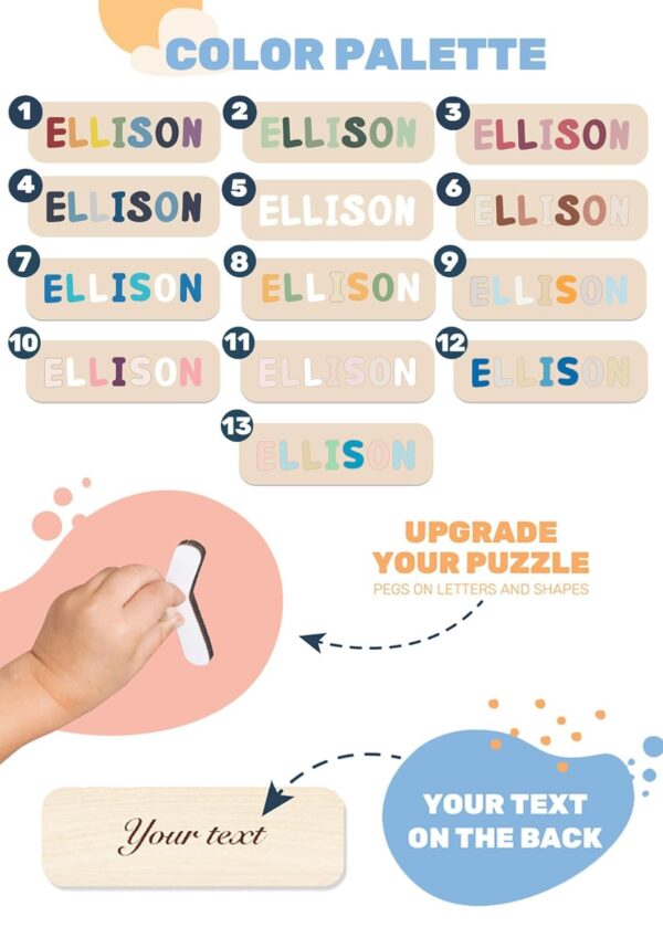 Wooden Name Puzzle For Kids Personalized Gifts Custom Name Puzzle Baby For Toddlers 1-3 Years Old Baby Name Puzzle Room Decor Montessori Name Puzzle Gift Boys And Girls - Image 3