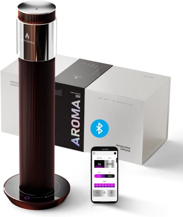 Bluetooth Waterless Essential Oil Diffuser, Cordless Rechargeable Diffuser,Cold-Air Diffusion Scent Machine for Home,Hotel Collection Diffuser,1000Sq.Ft Coverage, for Home, Office,Hotel,Spa, Burgundy